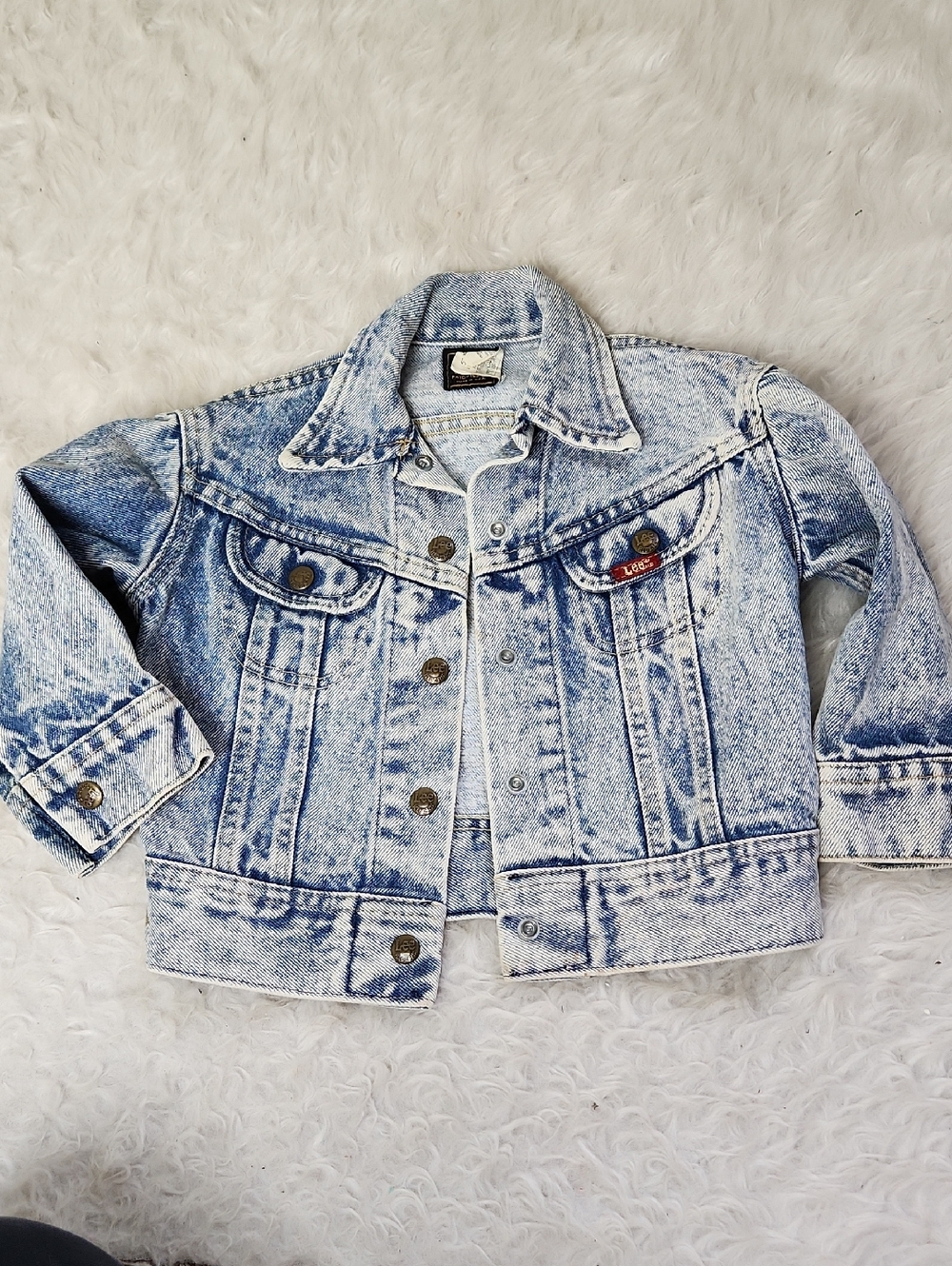 Vintage Lee Denim Jean Jacket - Retro 80s Acid Wash - 4T